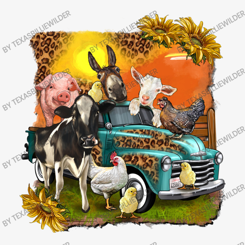 Farm Truck With Farm Animals Ladies Fitted T-Shirt by texasbilliewilder | Artistshot