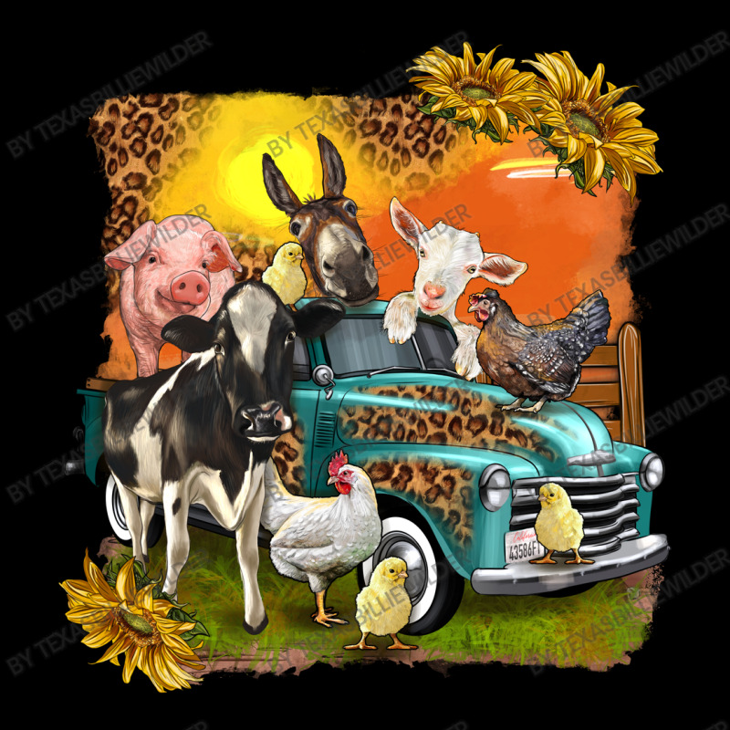 Farm Truck With Farm Animals Cropped Sweater by texasbilliewilder | Artistshot