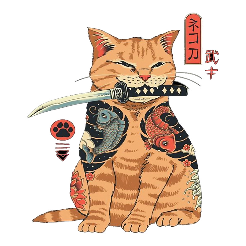 Japanese Samurai Ninja Cat Kawaii Tattoo Graphic Take Out Paper Bag - 14 X 10 X 15 1/2 | Artistshot