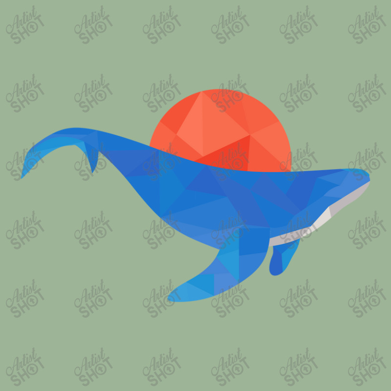 Geometric Blue Whale With Red Sun Urban Heavy T-shirt | Artistshot