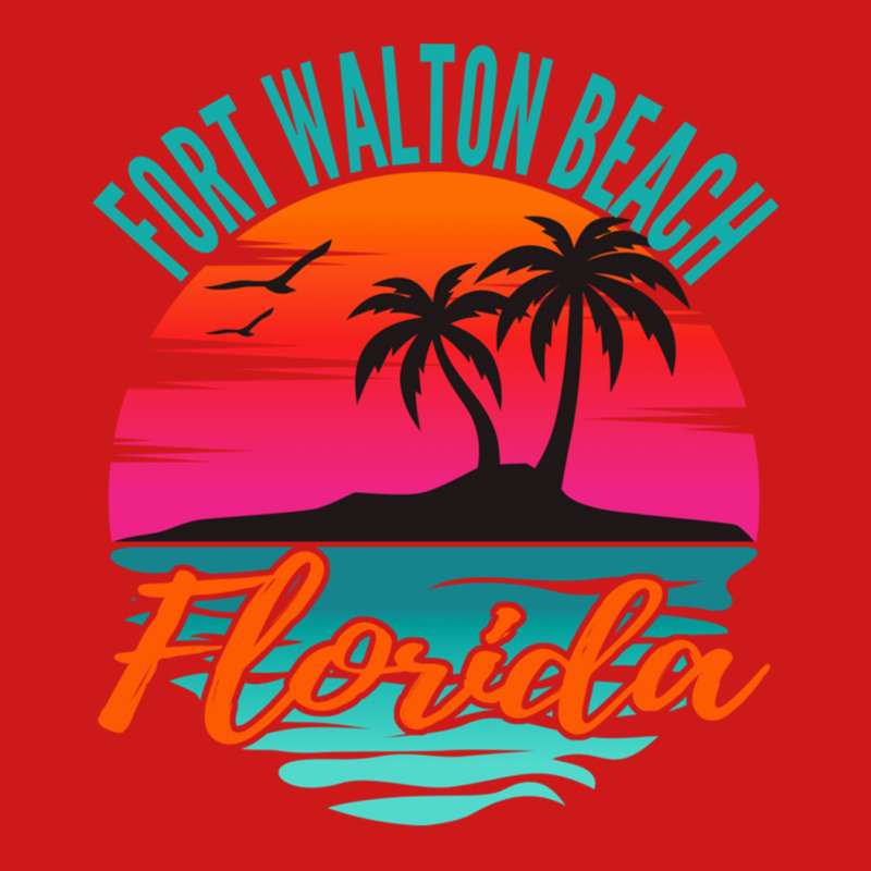 Fort Walton Beach Florida Palm Tree Island Pink Sunset Pullover Hoodie Baseball Cap by cm-arts | Artistshot