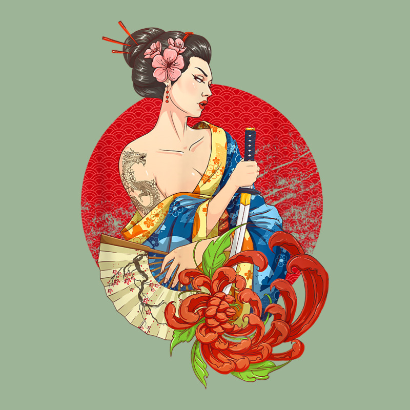 Geisha Girl Katana Sword And Tattoo Of Dragon Japanese T Shirt Urban Heavy T-shirt by alayziahollars | Artistshot