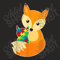 Baby Fox Love Puzzle Piece Animal Cool Autism Awareness Gift Ladies Fitted T-shirt | Artistshot