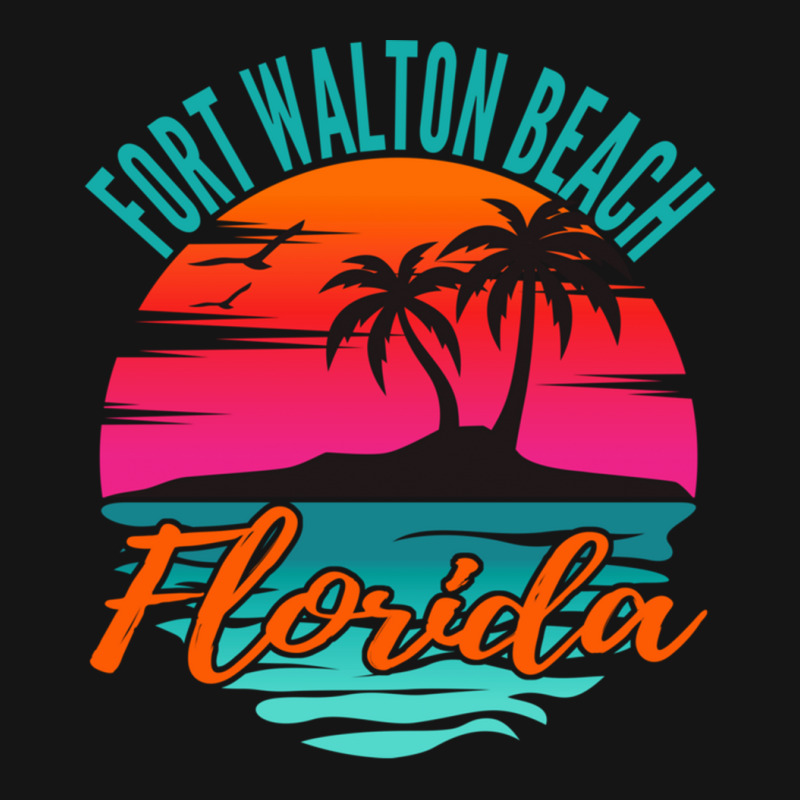 Fort Walton Beach Florida Palm Tree Island Pink Sunset Pullover Hoodie Mesh cap by cm-arts | Artistshot