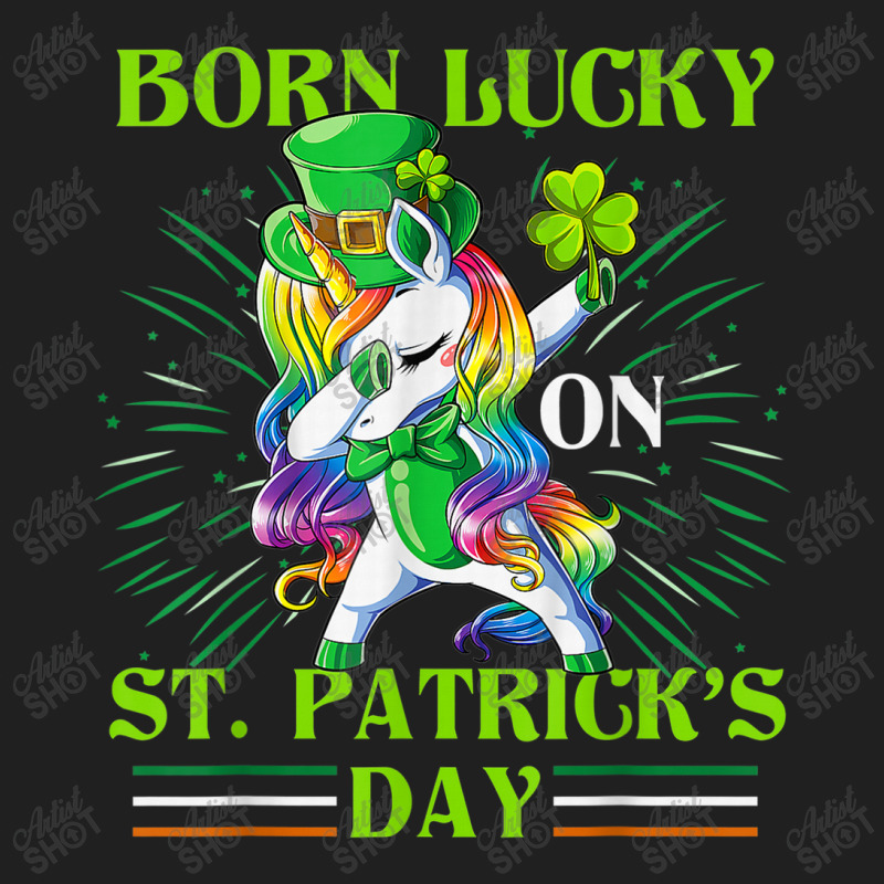 Born Lucky On St Patricks Day Girl St Patrick's Day Unicorn Drawstring Bags | Artistshot