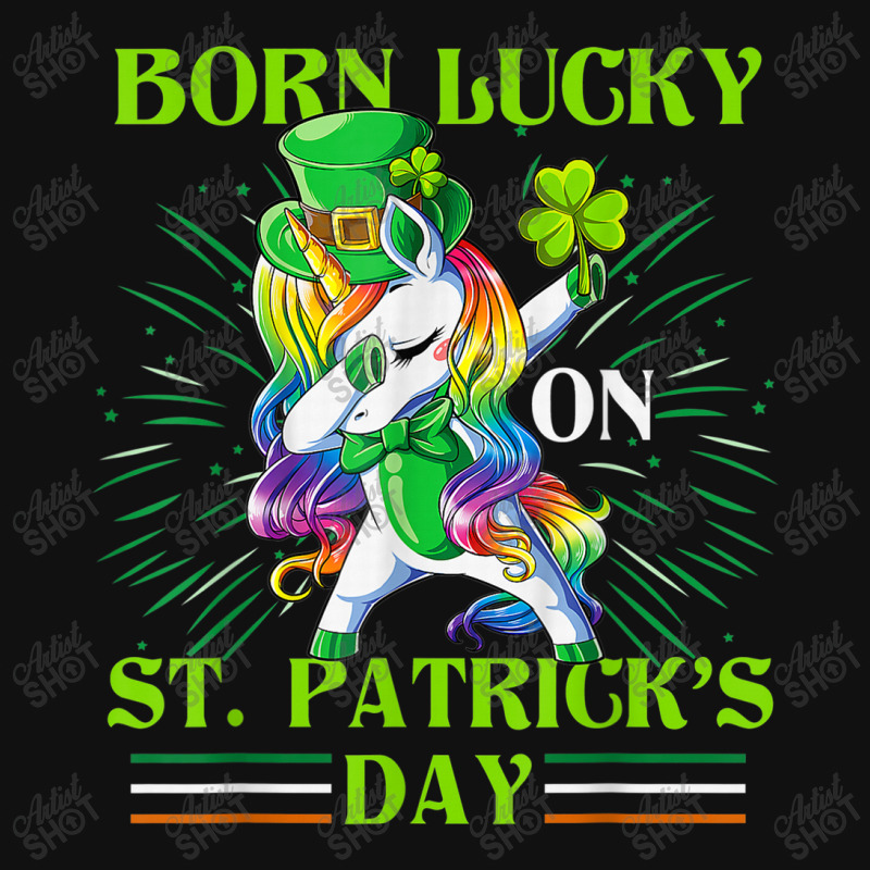 Born Lucky On St Patricks Day Girl St Patrick's Day Unicorn Landscape Canvas Print | Artistshot