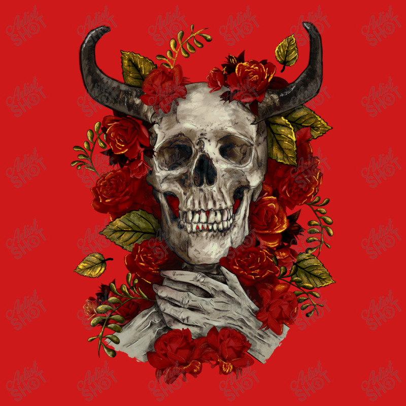 Bull Human Skull With Roses Baseball Cap by RanaPortraitStore | Artistshot