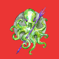 Green Octopus With Purple Trident, Green Octopus With Purple Trident V Mesh Cap | Artistshot