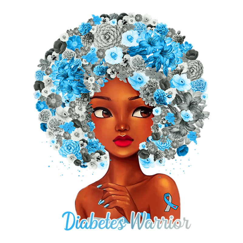 Womens Grey Blue Flowers Afro Hair Black Woman Diabetes Warrior Cub Paper Bag - 8 X 4 1/2 X 10 1/4 | Artistshot