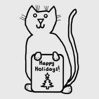 Cute Christmas Cat Says Happy Holidays Line Drawing Baseball Cap | Artistshot