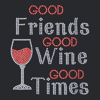 Womens Good Friends Good Wine Good Times Bling Rhinestone V Neck T Shi Trucker Cap | Artistshot