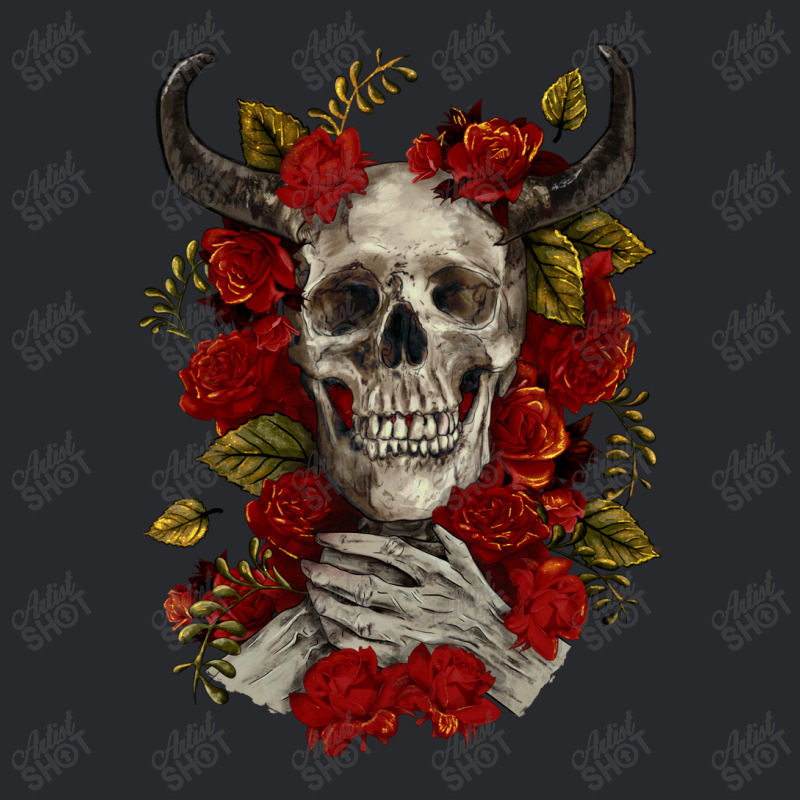 Bull Human Skull With Roses Trucker Cap by RanaPortraitStore | Artistshot