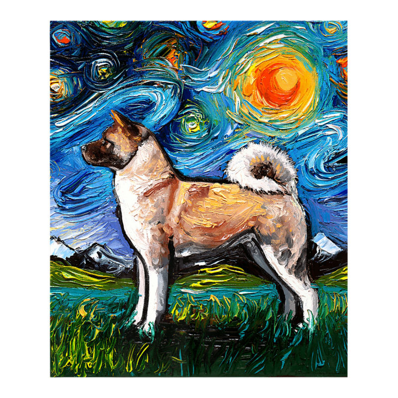 Akita Inu Starry Night Impressionist Dog Art By Aja Premium T Shirt Double Wine Paper Bag - 6 1/2 X 3 1/2 X 12 3/8 | Artistshot