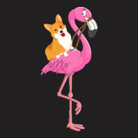 Corgi T  Shirt Corgi Rider Flamingo Funny T  Shirt T-shirt | Artistshot