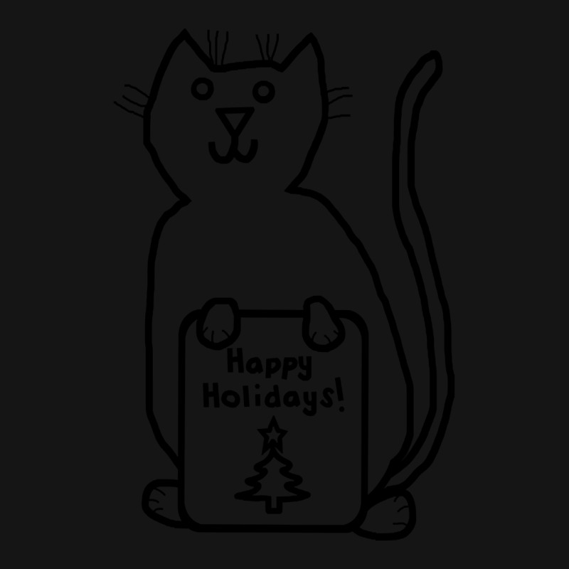 Cute Christmas Cat Says Happy Holidays Line Drawing Mesh cap by Mello Greenwood | Artistshot