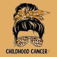 Womens Childhood Cancer Warrior Messy Bun Awareness Be Strong T Shirt Urban Heavy T-shirt | Artistshot