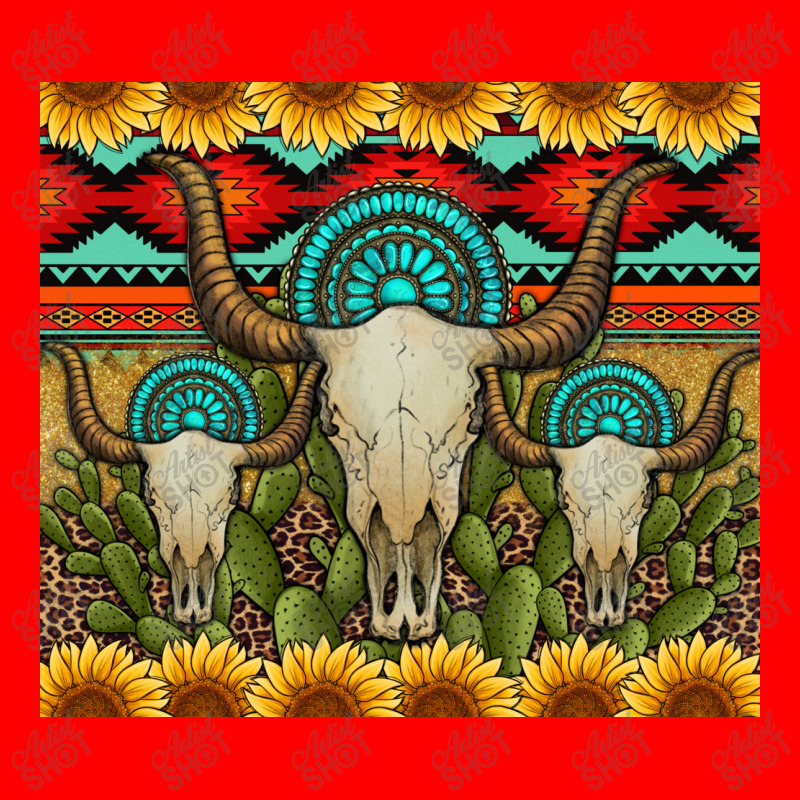 Bull Skulls Gemstones And Cactus With Leopard And Aztec Bomber Jacket | Artistshot