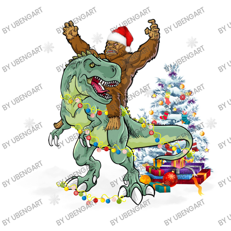 Bigfoot Sasquatch Riding Dinosaur T Rex Christmas Bomber Jacket | Artistshot