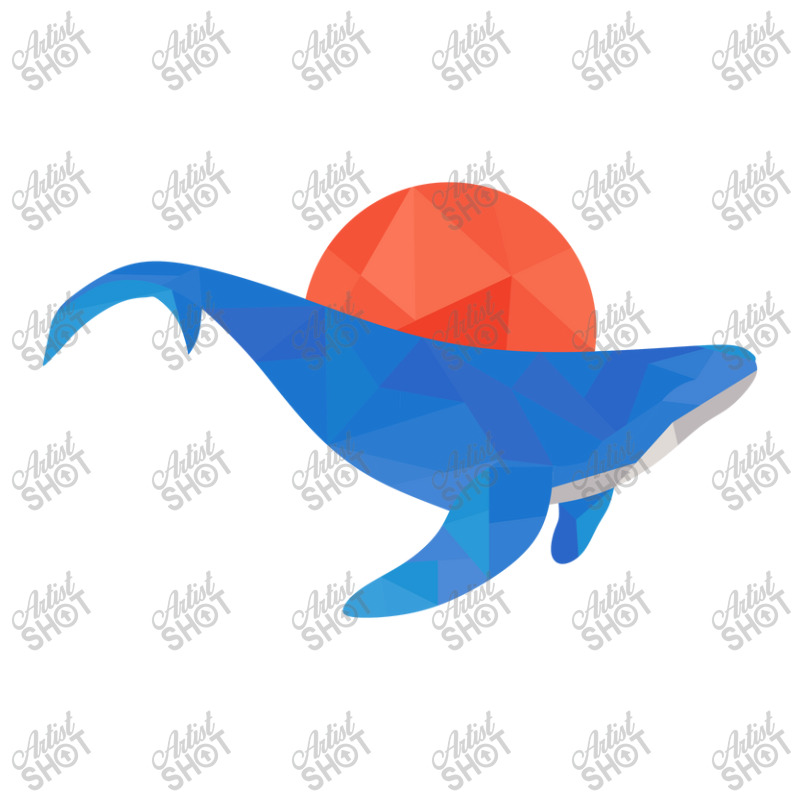 Geometric Blue Whale With Red Sun Bomber Jacket | Artistshot