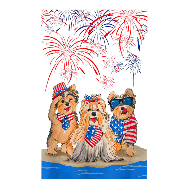 Funny Yorkshire Terrier Beach Island Happy Independence Day T Shirt Bomber Jacket by SchonbergerKamile | Artistshot