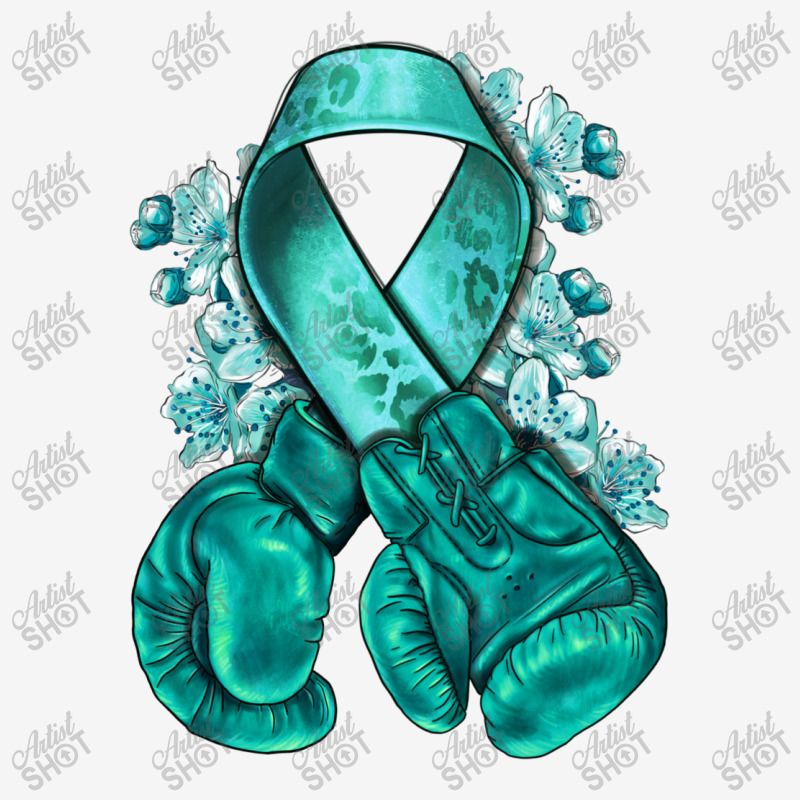 Ovarian Cancer Teal Ribbon With Boxing Gloves Drawstring Bags | Artistshot