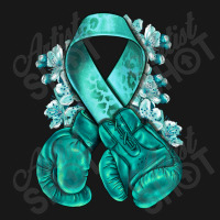 Ovarian Cancer Teal Ribbon With Boxing Gloves Flannel Shirt | Artistshot