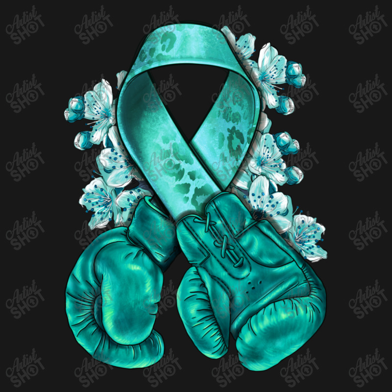 Ovarian Cancer Teal Ribbon With Boxing Gloves Flannel Shirt | Artistshot