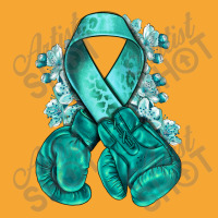 Ovarian Cancer Teal Ribbon With Boxing Gloves Basic T-shirt | Artistshot