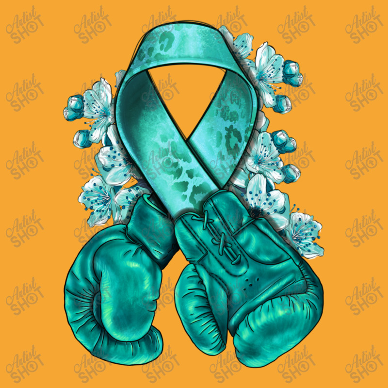 Ovarian Cancer Teal Ribbon With Boxing Gloves Basic T-shirt | Artistshot