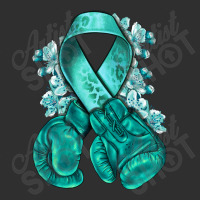 Ovarian Cancer Teal Ribbon With Boxing Gloves Oval Leatherette Patch | Artistshot