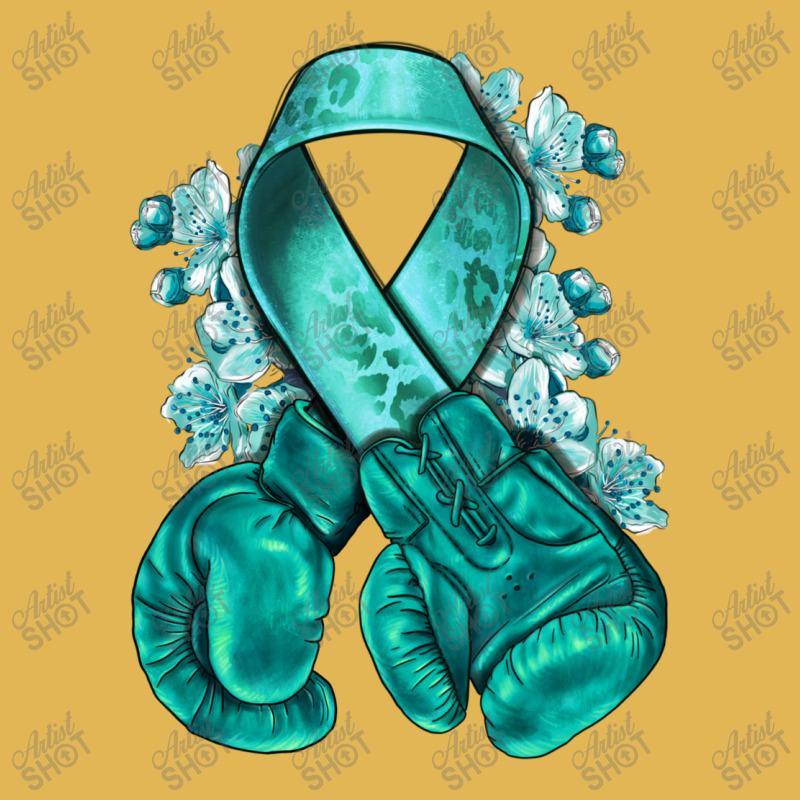 Ovarian Cancer Teal Ribbon With Boxing Gloves Vintage Hoodie And Short Set | Artistshot