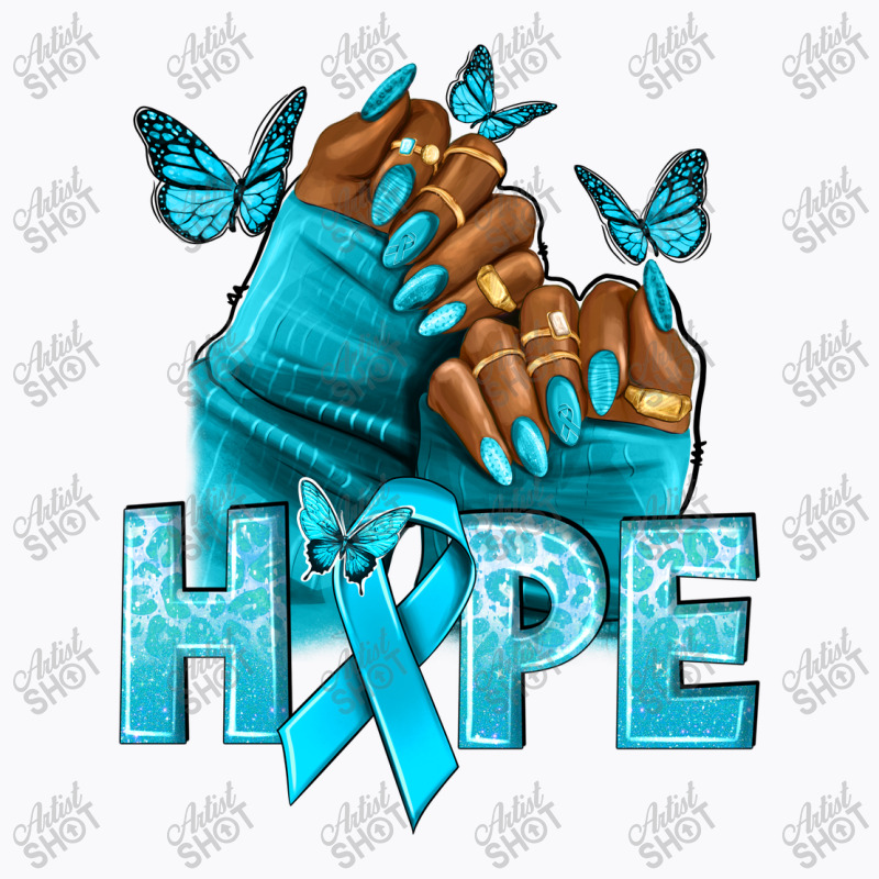 Hope Teal Ribbon Ovarian Cancer Nails T-shirt | Artistshot