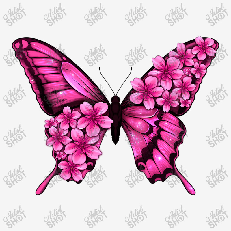 Floral Pink Butterfly Graphic T-shirt | Artistshot