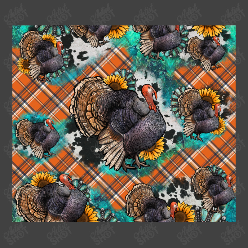 Thanksgiving Turkey Sunflower Turquoise Vintage T-shirt | Artistshot