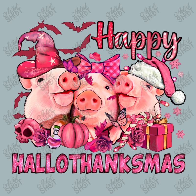 Happy Hallothanksmas Pigs Pink Unisex Sherpa-lined Denim Jacket | Artistshot