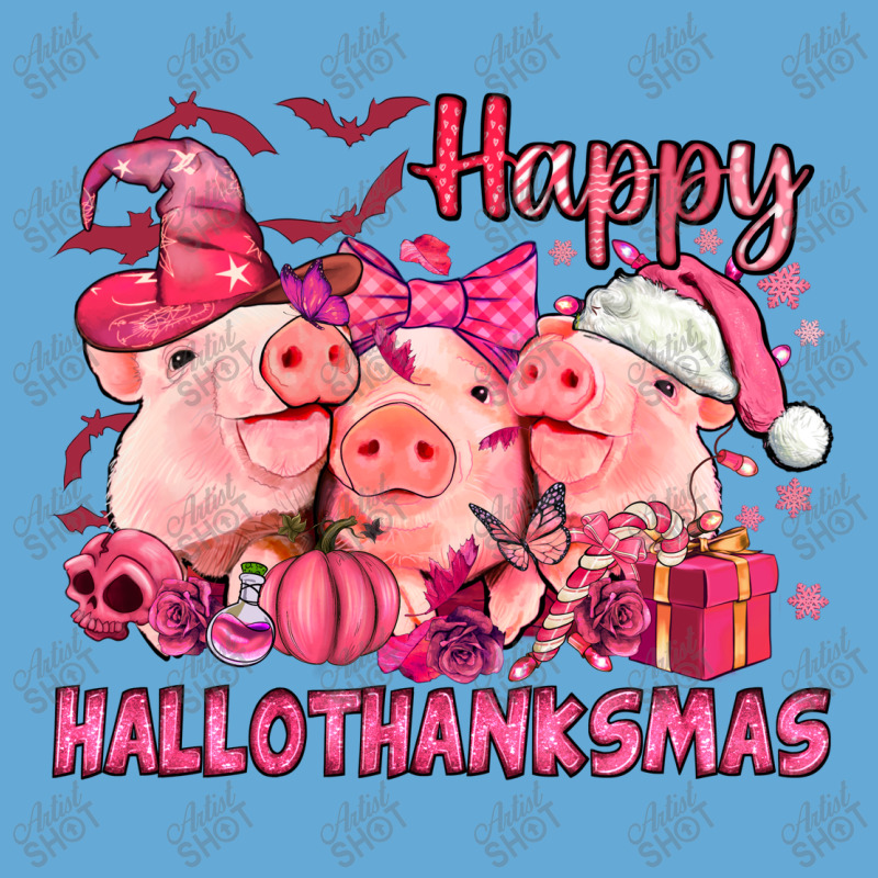 Happy Hallothanksmas Pigs Pink Basic T-shirt | Artistshot