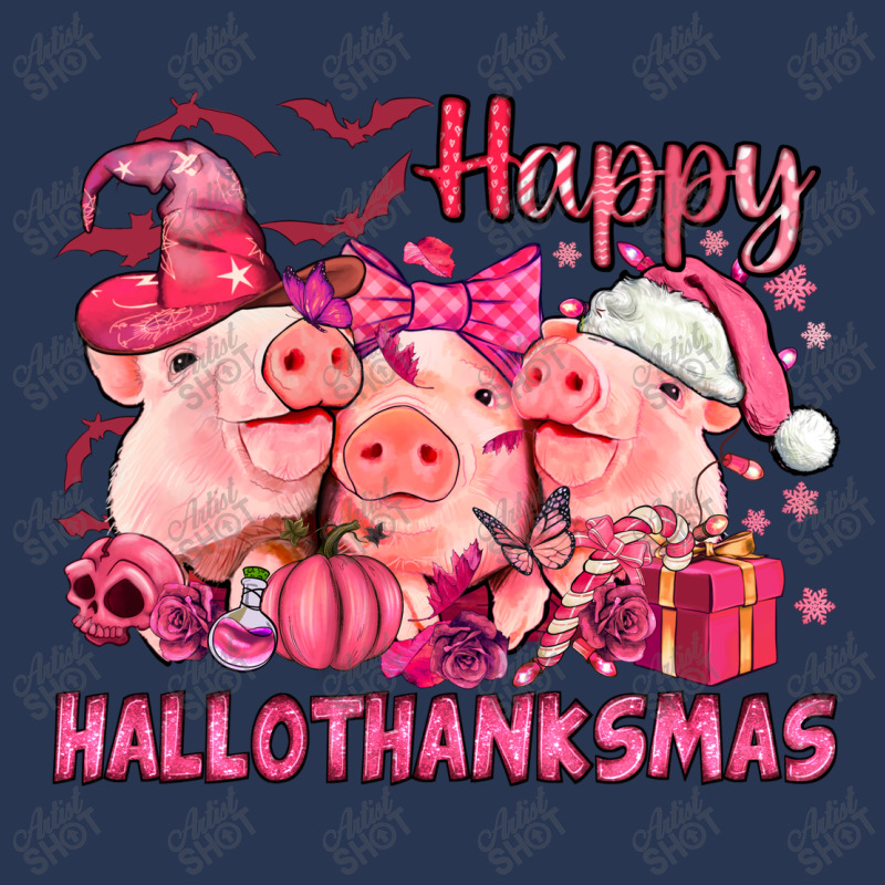 Happy Hallothanksmas Pigs Pink Men Denim Jacket | Artistshot