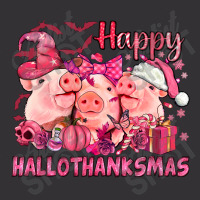 Happy Hallothanksmas Pigs Pink Vintage Hoodie And Short Set | Artistshot