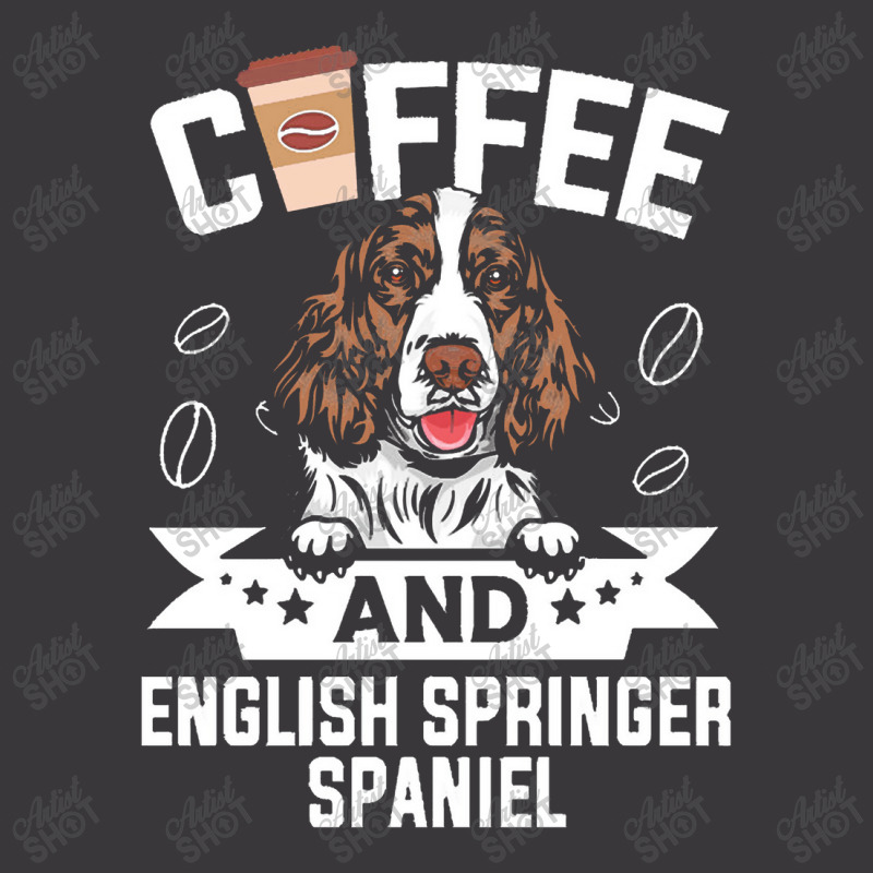 Dog Lover Gifts   Coffee And English Springer Spaniel Dog Desig Ladies Curvy T-Shirt by yongbiyb | Artistshot