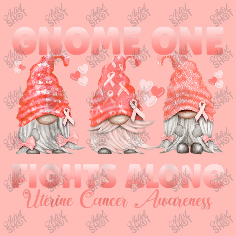 Gnome One Fights Alone Peach  Uterine Cancer Awareness Urban Heavy T-shirt by NathanielDesign | Artistshot