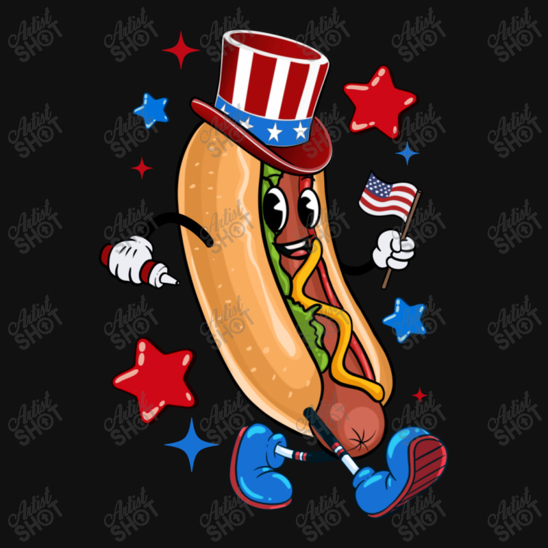 4th Of July Hot Dog Sleeve Dark Portrait Canvas Print | Artistshot