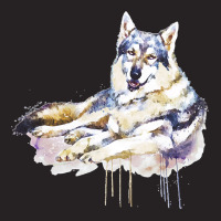 Sitting Wolf Painting T  Shirt Smiling Wolf T  Shirt Vintage Cap | Artistshot