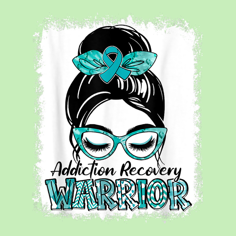 Teal Ribbon Messy Bun Addiction Recovery Awareness Gifts T Shirt Urban Heavy T-shirt | Artistshot