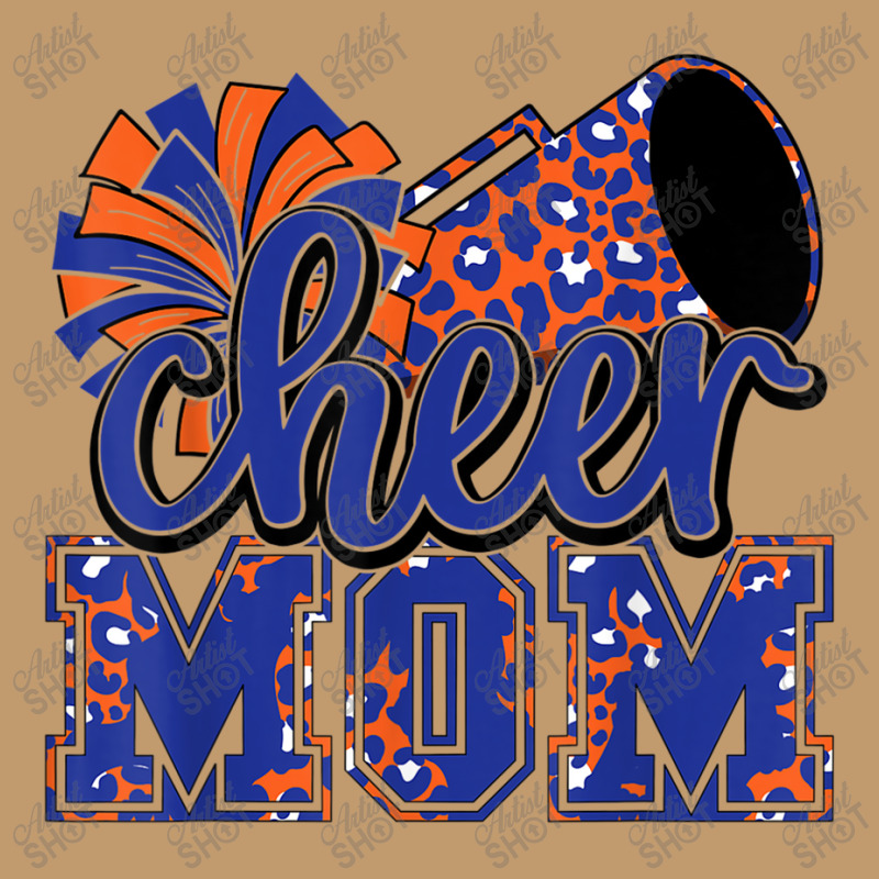 Cheer Mom Blue Orange Leopard Cheer Poms & Megaphone Mens Womens Urban Heavy T-shirt by HailieDesign | Artistshot