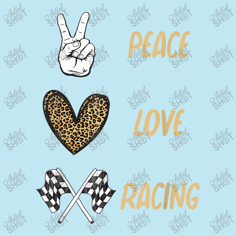 Women's Racing Design Kids Girls Peace Love Racing Race Flag Video Gam Urban Heavy T-shirt by CaleDesign | Artistshot