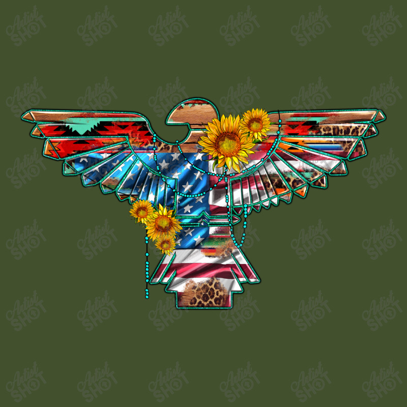 Thunderbird With Usa Flag And Sunflowers Sun Shade Cap | Artistshot