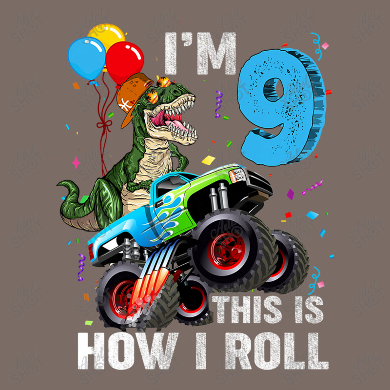 Kids 9 Year Old T Rex Dinosaur Monster Truck 9th Birthday Boys Mens Be Leatherette Tumbler | Artistshot