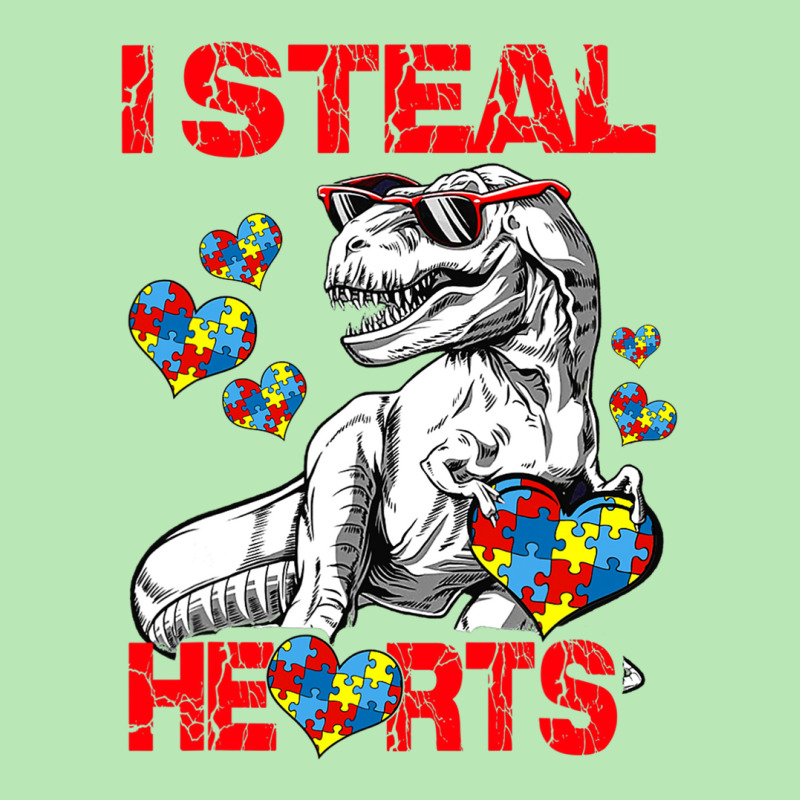 I Steal Hearts Autism Awareness Dinosaur Trex Dyed Cap | Artistshot