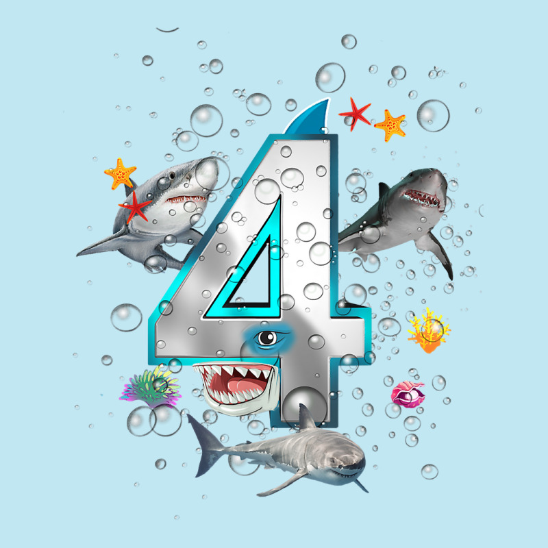 Kids 4th Birthday Boys Shark 4 Years Old Ocean Shark B Day T Shirt Urban Heavy T-shirt | Artistshot