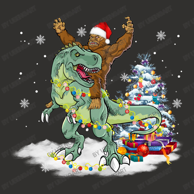 Bigfoot Sasquatch Riding Dinosaur T Rex Christmas Champion Hoodie | Artistshot